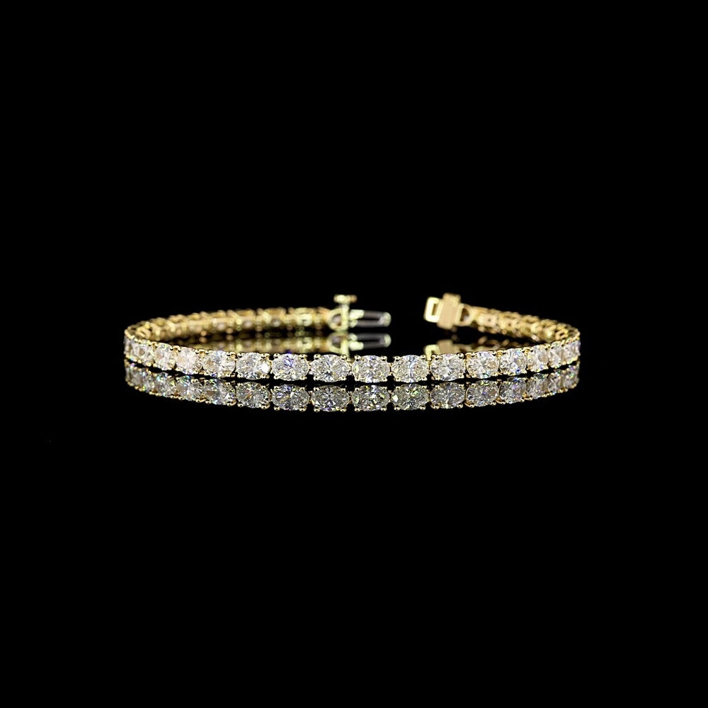 14K Yellow Gold 7.80 Carat Oval Cut Lab Diamond Tennis Bracelet with East West Prong Setting - 36 Stones E-F Color VS Clarity - Covaloro Fine Jewelry