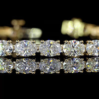 14K Yellow Gold 7.80 Carat Oval Cut Lab Diamond Tennis Bracelet with East West Prong Setting - 36 Stones E-F Color VS Clarity - Covaloro Fine Jewelry