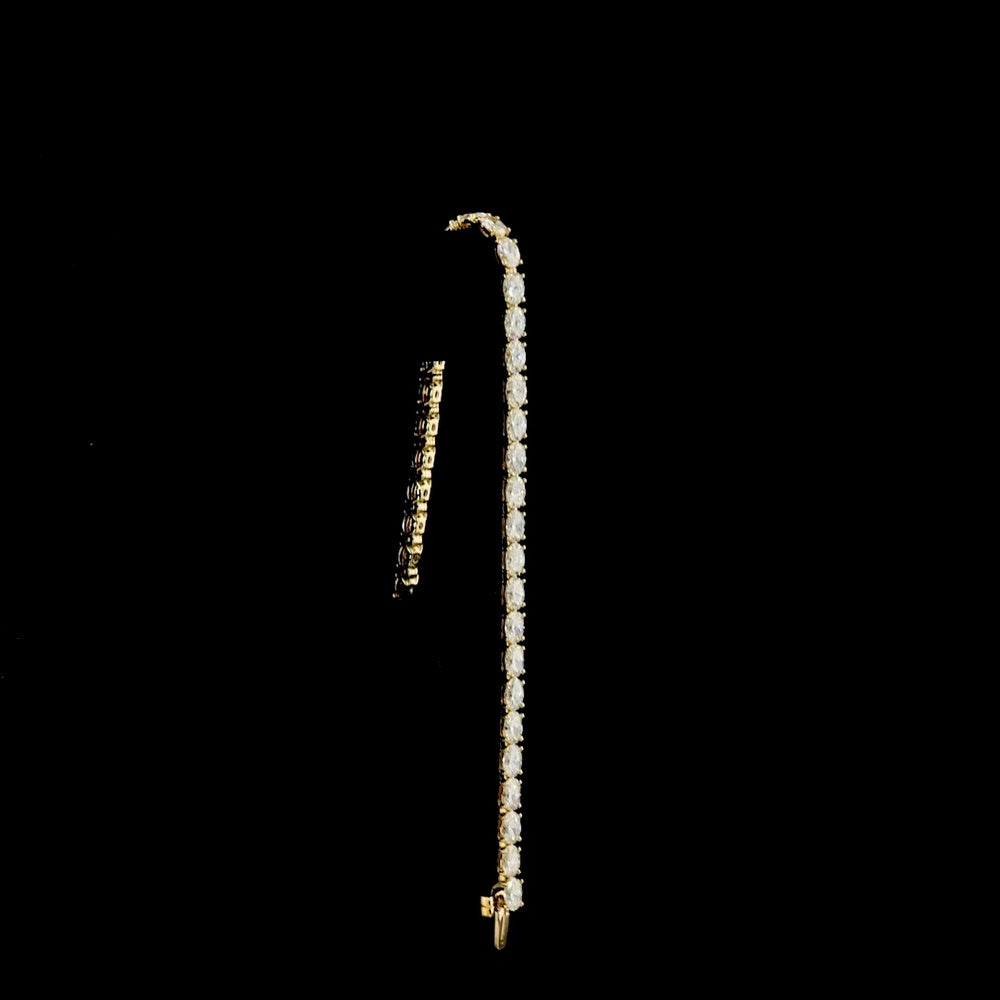 14K Yellow Gold 7.80 Carat Oval Cut Lab Diamond Tennis Bracelet with East West Prong Setting - 36 Stones E-F Color VS Clarity - Covaloro Fine Jewelry