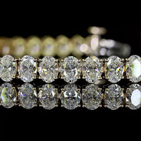 14K Yellow Gold 7.80 Carat Tennis Bracelet with 56 Prong-Set Oval Cut Lab Diamonds (E-F Color, VS Clarity) - Covaloro Fine Jewelry