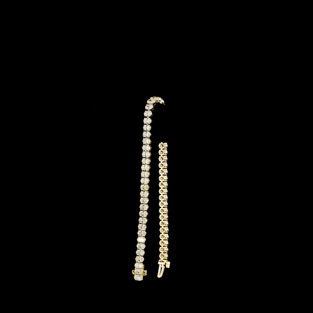 14K Yellow Gold 7.80 Carat Tennis Bracelet with 56 Prong-Set Oval Cut Lab Diamonds (E-F Color, VS Clarity) - Covaloro Fine Jewelry