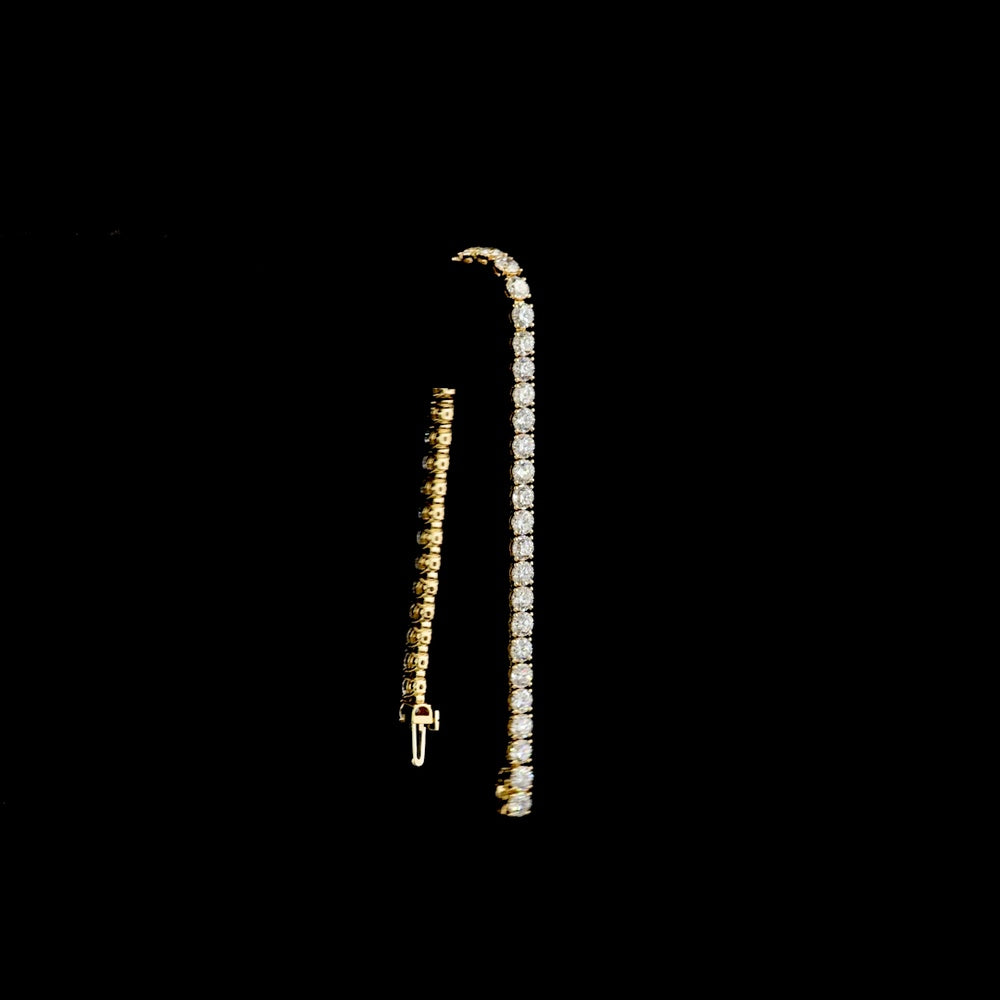 14K Yellow Gold 7.89 Carat Tennis Bracelet with 43 Prong Set Round Lab Diamonds E-F VS1 - Covaloro Fine Jewelry