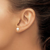 14K Yellow Gold 7-8mm Akoya Pearl and 1/10 Carat Diamond Post Earrings by Monteluci Fine Jewelry