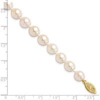 14K Yellow Gold 7-8mm Round Akoya Saltwater Cultured Pearl Bracelet by Monteluci Fine Jewelry