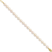 14K Yellow Gold 7-8mm Round Saltwater Akoya Cultured Pearl 8" Bracelet with Pearl Clasp by Monteluci Fine Jewelry
