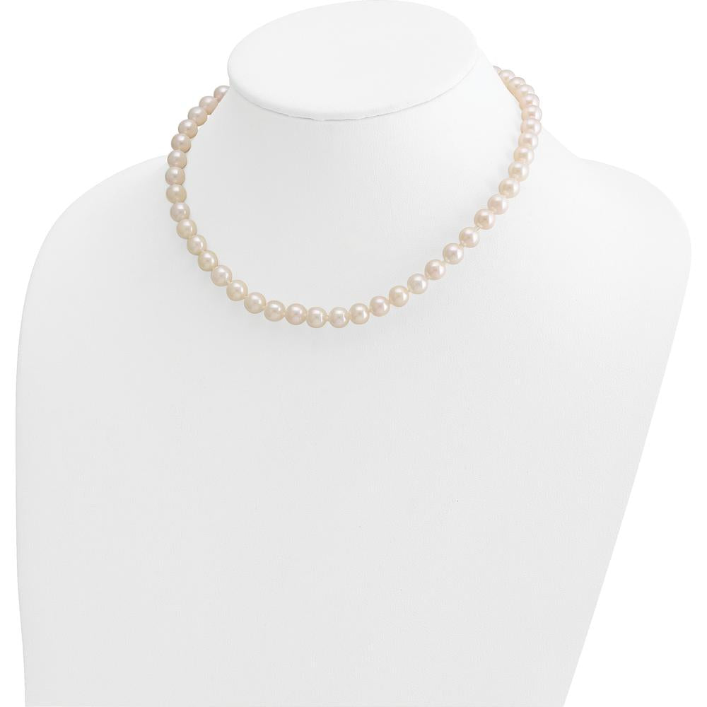 14K Yellow Gold 7-8mm White Round Akoya Saltwater Cultured Pearl 16" Necklace by Monteluci Fine Jewelry