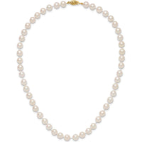 14K Yellow Gold 7-8mm White Round Akoya Saltwater Cultured Pearl 16" Necklace by Monteluci Fine Jewelry