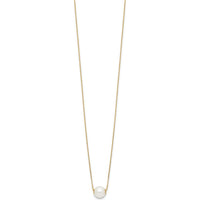 14K Yellow Gold 7-8mm White Round Freshwater Cultured Pearl 18" Pendant Necklace by Monteluci Fine Jewelry