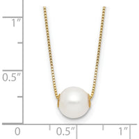 14K Yellow Gold 7-8mm White Round Freshwater Cultured Pearl 18" Pendant Necklace by Monteluci Fine Jewelry