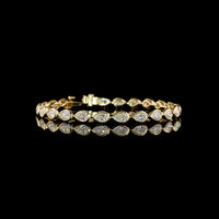 14K Yellow Gold 7.98 Carat Tennis Bracelet with East-West Bezel Set Pear Shaped Lab Diamonds - 24 Stones, E-F Color VS Clarity - Covaloro Fine Jewelry