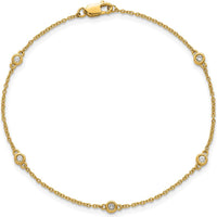 14K Yellow Gold 7" Bezel-Set Diamond Cable Chain Bracelet with 1/10 Carat Total Diamond Weight by Oro Pregiato