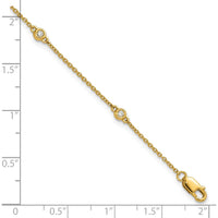 14K Yellow Gold 7" Bezel-Set Diamond Cable Chain Bracelet with 1/10 Carat Total Diamond Weight by Oro Pregiato