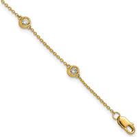 14K Yellow Gold 7" Bezel-Set Diamond Station Bracelet - 1/3 Carat Total Diamond Weight by Oro Pregiato
