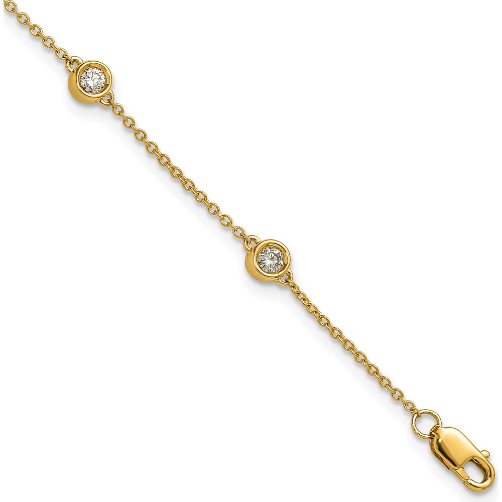 14K Yellow Gold 7" Bezel-Set Diamond Station Bracelet - 1/3 Carat Total Diamond Weight by Oro Pregiato