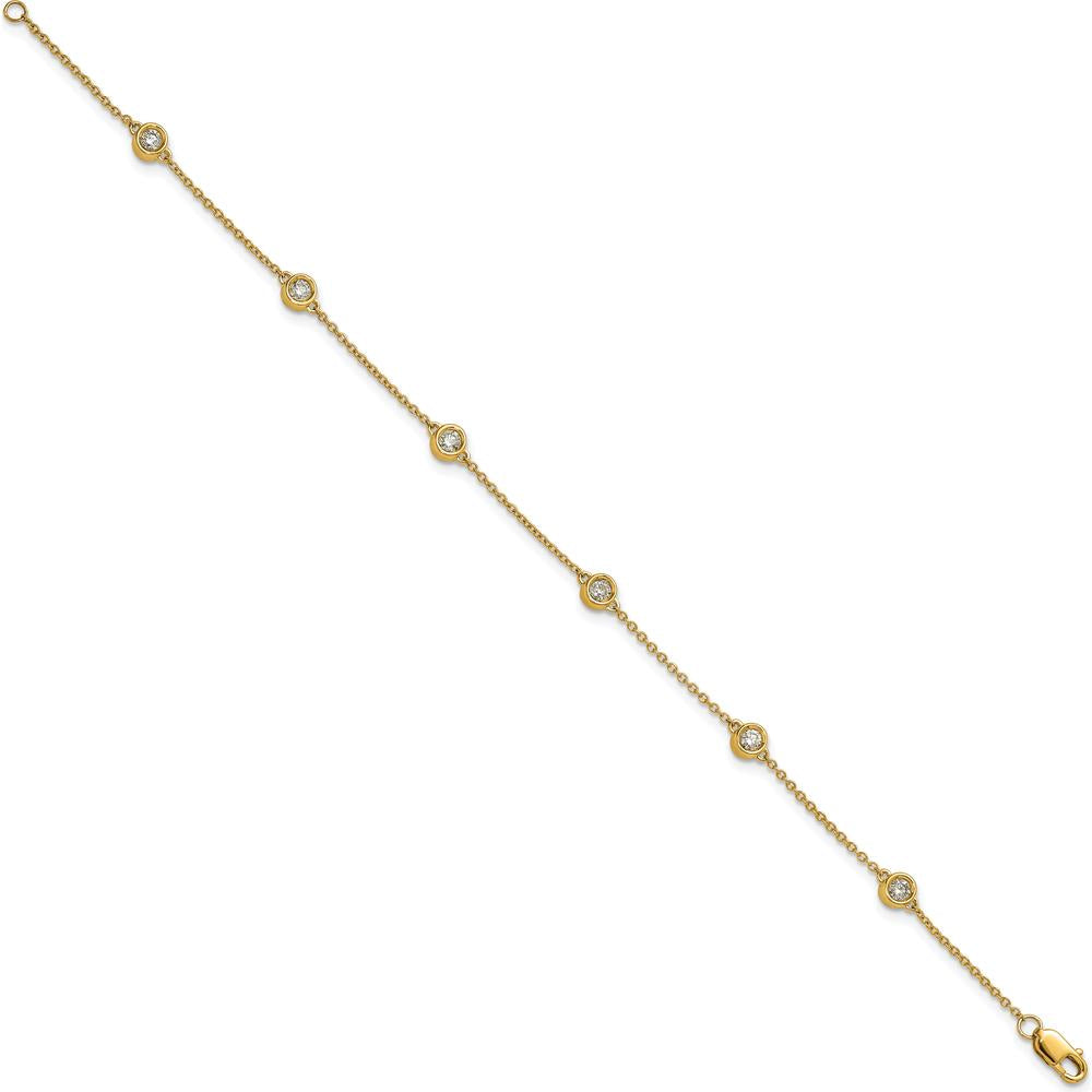 14K Yellow Gold 7" Bezel-Set Diamond Station Bracelet - 1/3 Carat Total Diamond Weight by Oro Pregiato