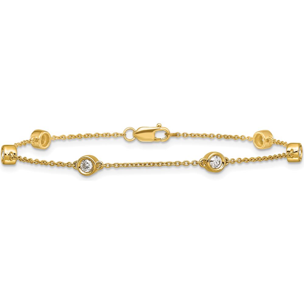 14K Yellow Gold 7" Bezel-Set Diamond Station Bracelet - 1/3 Carat Total Diamond Weight by Oro Pregiato