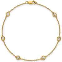 14K Yellow Gold 7" Bezel-Set Diamond Station Bracelet - 1/3 Carat Total Diamond Weight by Oro Pregiato
