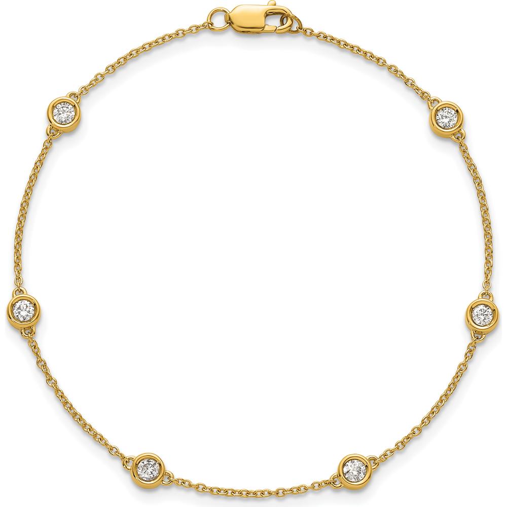 14K Yellow Gold 7" Bezel-Set Diamond Station Bracelet - 1/3 Carat Total Diamond Weight by Oro Pregiato