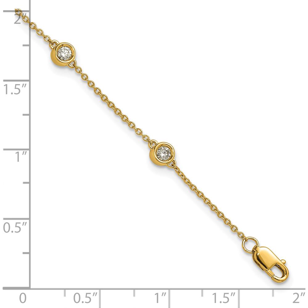 14K Yellow Gold 7" Bezel-Set Diamond Station Bracelet - 1/3 Carat Total Diamond Weight by Oro Pregiato