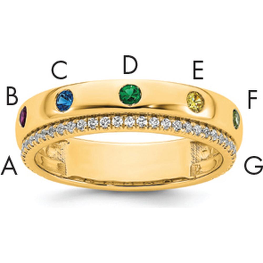 14K Yellow Gold 7 Birthstone and Diamond Mother's Ring - Customizable Birthstone Design by Oro Pregiato