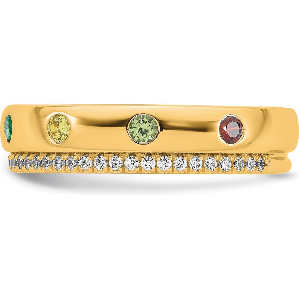 14K Yellow Gold 7 Birthstone and Diamond Mother's Ring - Customizable Birthstone Design by Oro Pregiato