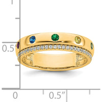 14K Yellow Gold 7 Birthstone and Diamond Mother's Ring - Customizable Birthstone Design by Oro Pregiato