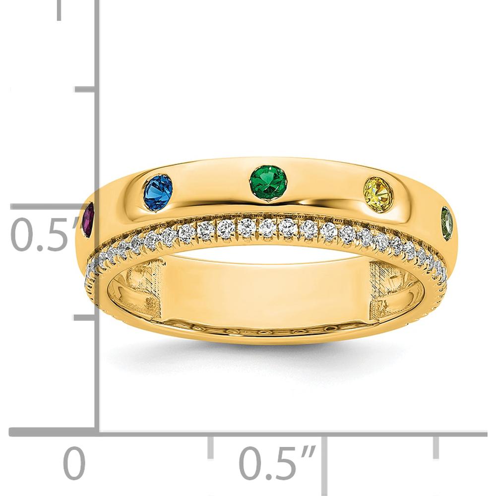 14K Yellow Gold 7 Birthstone and Diamond Mother's Ring - Customizable Birthstone Design by Oro Pregiato