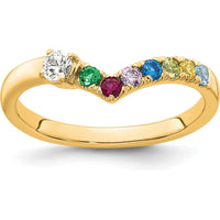 14K Yellow Gold 7-Birthstone Mother's Ring with Diamond Center - Personalized Family Jewelry by Oro Pregiato