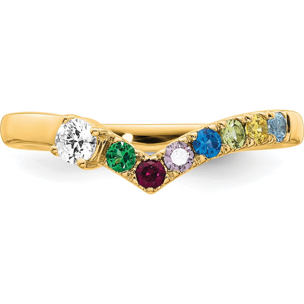 14K Yellow Gold 7-Birthstone Mother's Ring with Diamond Center - Personalized Family Jewelry by Oro Pregiato