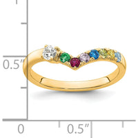 14K Yellow Gold 7-Birthstone Mother's Ring with Diamond Center - Personalized Family Jewelry by Oro Pregiato