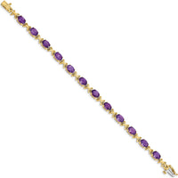 14K Yellow Gold 7" Bracelet with 12 Oval Faceted Amethyst Stones - 0.75 Carats Total Amethyst Weight by Monteluci Fine Jewelry