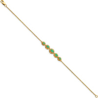 14K Yellow Gold 7" Bracelet with 5 Marquise Bezel-Set Emeralds - 0.54 Carats Total Weight by Monteluci Fine Jewelry