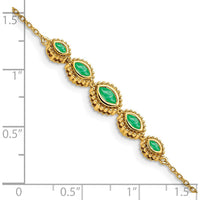 14K Yellow Gold 7" Bracelet with 5 Marquise Bezel-Set Emeralds - 0.54 Carats Total Weight by Monteluci Fine Jewelry