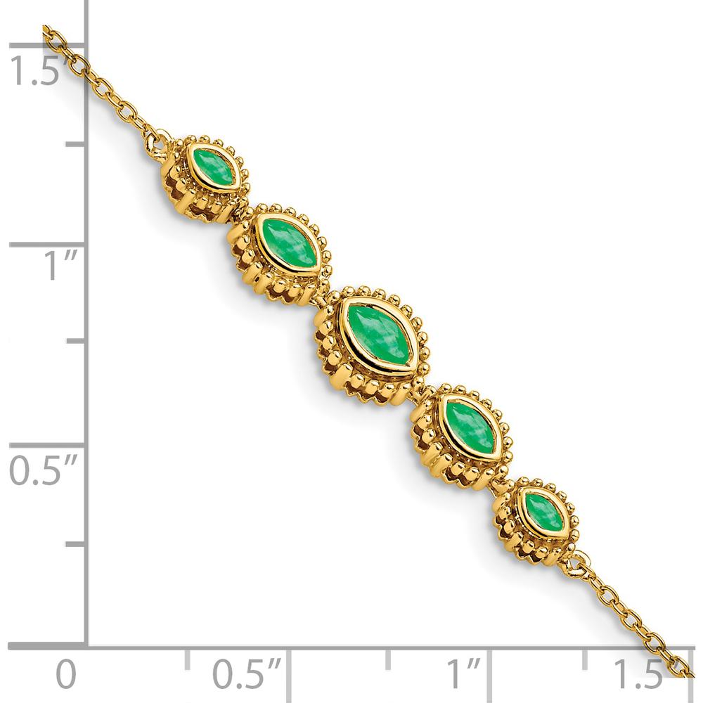 14K Yellow Gold 7" Bracelet with 5 Marquise Bezel-Set Emeralds - 0.54 Carats Total Weight by Monteluci Fine Jewelry