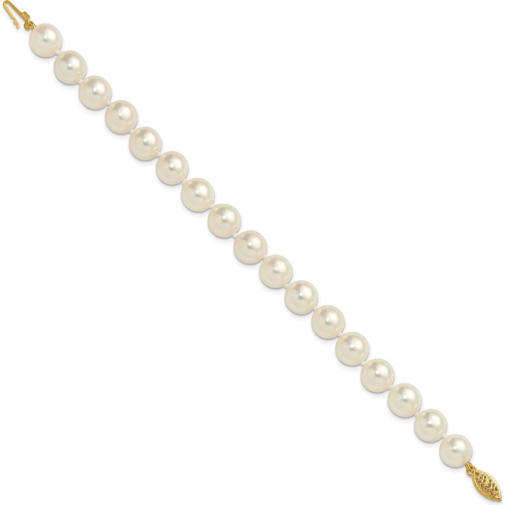 14K Yellow Gold 7" Bracelet with 9-10mm Akoya Saltwater Cultured Pearls by Monteluci Fine Jewelry