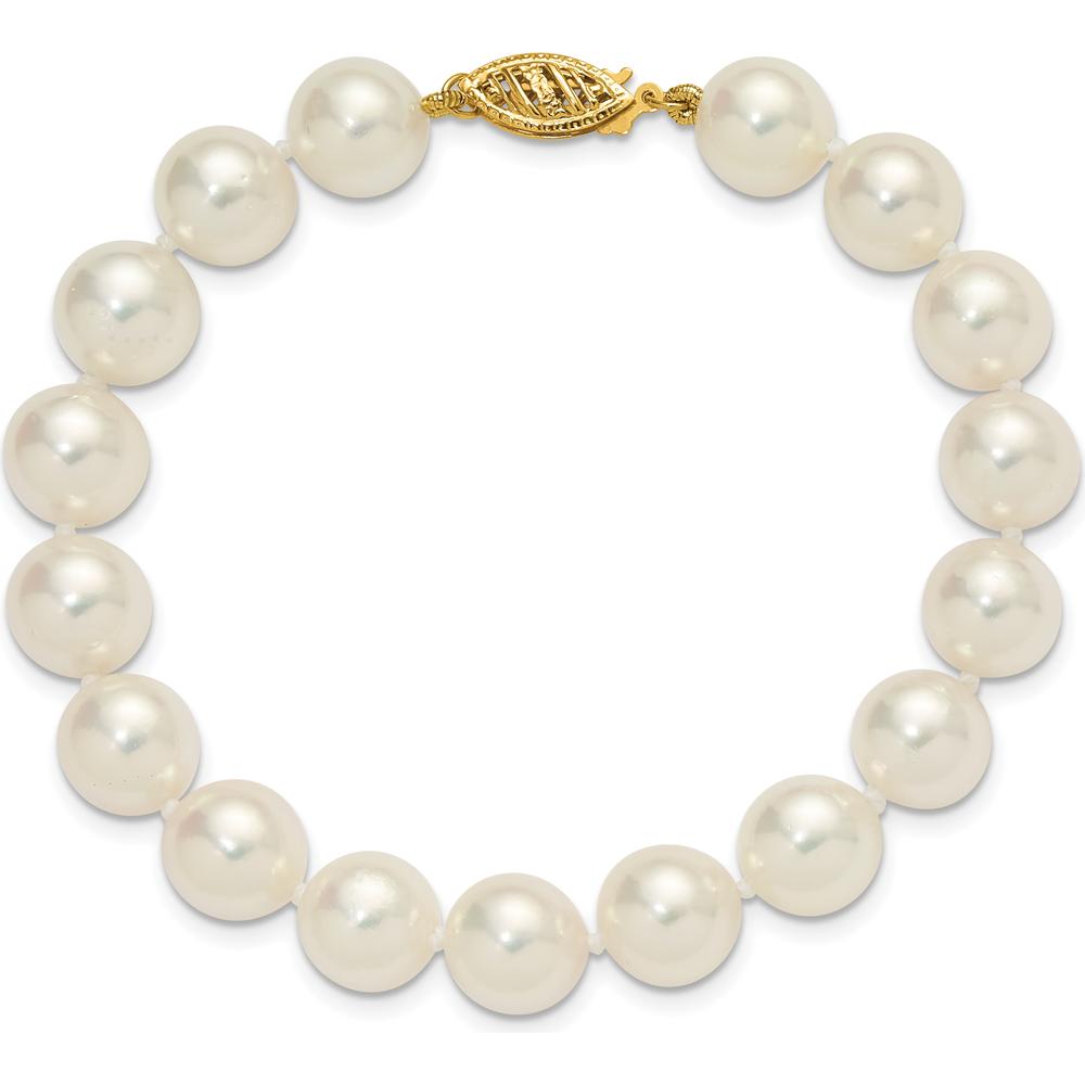 14K Yellow Gold 7" Bracelet with 9-10mm Akoya Saltwater Cultured Pearls by Monteluci Fine Jewelry