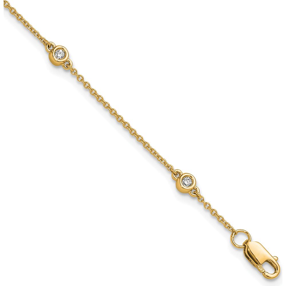 14K Yellow Gold 7" Bracelet with Bezel-set Round Diamonds - 0.13 Carat Total Diamond Weight by Oro Pregiato