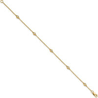 14K Yellow Gold 7" Bracelet with Bezel-set Round Diamonds - 0.13 Carat Total Diamond Weight by Oro Pregiato