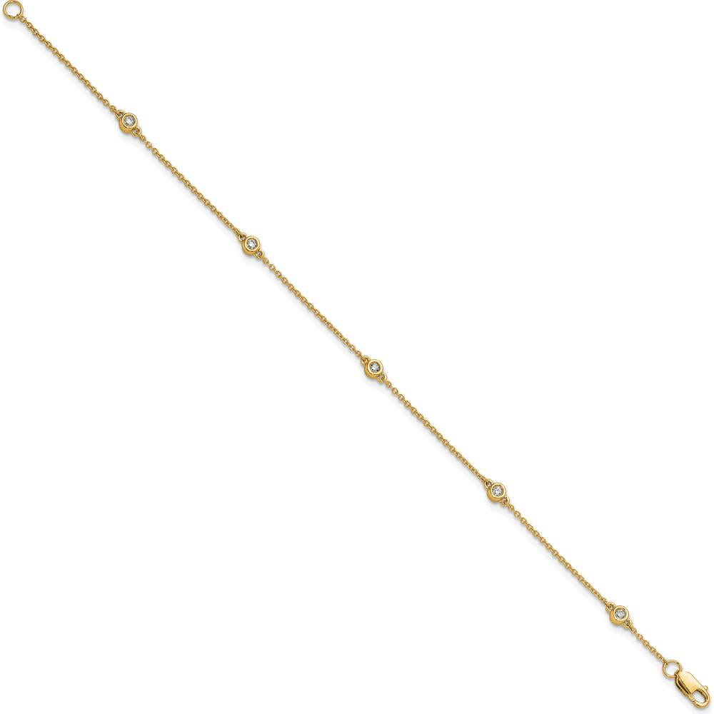 14K Yellow Gold 7" Bracelet with Bezel-set Round Diamonds - 0.13 Carat Total Diamond Weight by Oro Pregiato