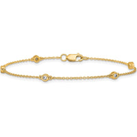 14K Yellow Gold 7" Bracelet with Bezel-set Round Diamonds - 0.13 Carat Total Diamond Weight by Oro Pregiato