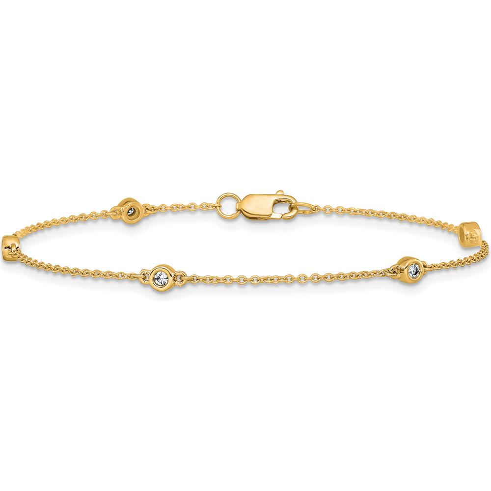 14K Yellow Gold 7" Bracelet with Bezel-set Round Diamonds - 0.13 Carat Total Diamond Weight by Oro Pregiato