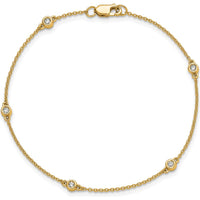 14K Yellow Gold 7" Bracelet with Bezel-set Round Diamonds - 0.13 Carat Total Diamond Weight by Oro Pregiato