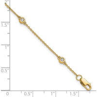 14K Yellow Gold 7" Bracelet with Bezel-set Round Diamonds - 0.13 Carat Total Diamond Weight by Oro Pregiato