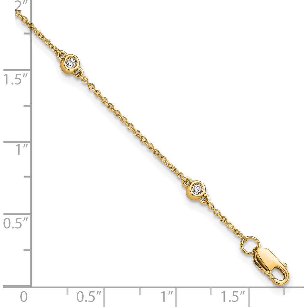 14K Yellow Gold 7" Bracelet with Bezel-set Round Diamonds - 0.13 Carat Total Diamond Weight by Oro Pregiato