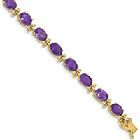 14K Yellow Gold 7" Bracelet with Oval Amethysts - 11.2 Carats Total Amethyst Weight by Monteluci Fine Jewelry
