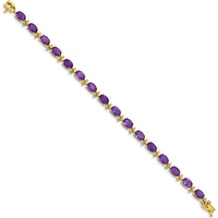 14K Yellow Gold 7" Bracelet with Oval Amethysts - 11.2 Carats Total Amethyst Weight by Monteluci Fine Jewelry