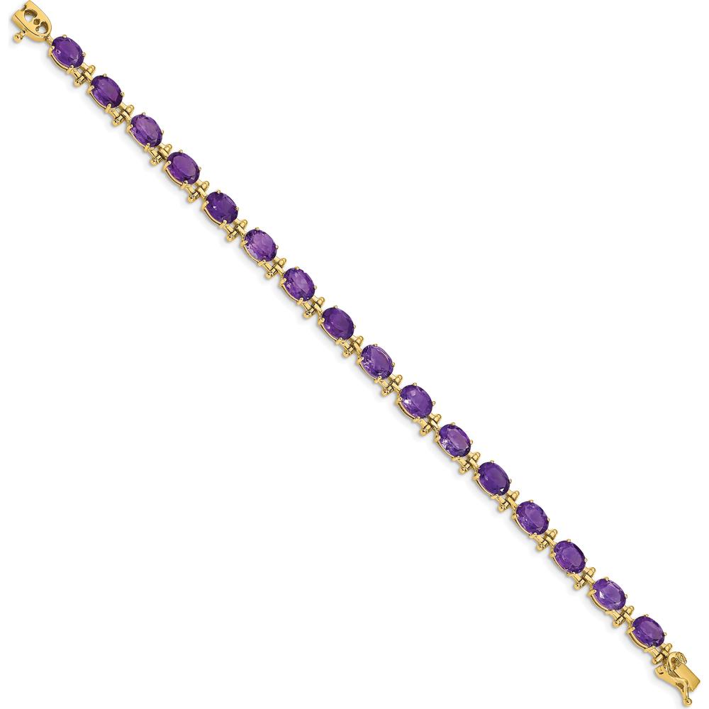 14K Yellow Gold 7" Bracelet with Oval Amethysts - 11.2 Carats Total Amethyst Weight by Monteluci Fine Jewelry