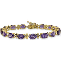 14K Yellow Gold 7" Bracelet with Oval Amethysts - 11.2 Carats Total Amethyst Weight by Monteluci Fine Jewelry