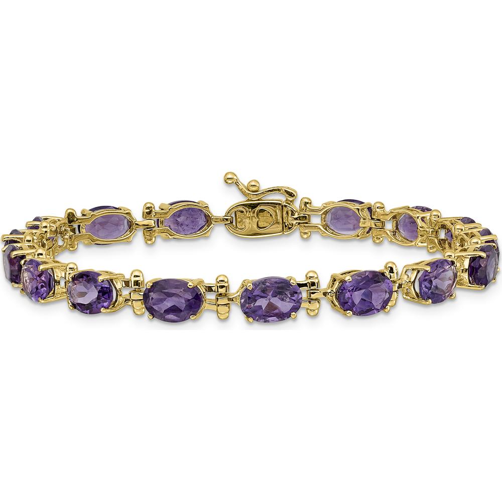 14K Yellow Gold 7" Bracelet with Oval Amethysts - 11.2 Carats Total Amethyst Weight by Monteluci Fine Jewelry