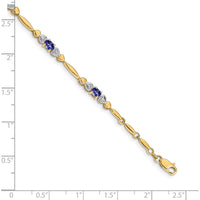 14K Yellow Gold 7" Bracelet with Oval Tanzanite and Round Diamond Accents - 0.38 Carats Total Tanzanite Weight by Oro Pregiato